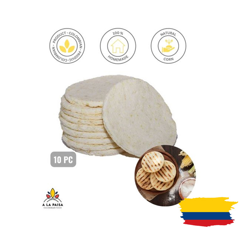 FROZEN AREPA WHITE CORN / AREPA MAIZ BLANCO 10Pc