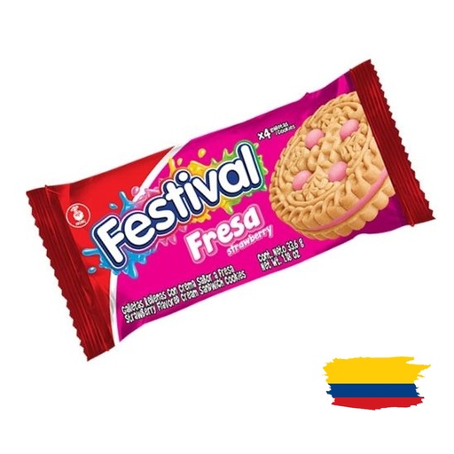 [9M] FESTIVAL STRAWBERRY COOKIE / GALLETA FESTIVAL DE FRESA 50 Gr